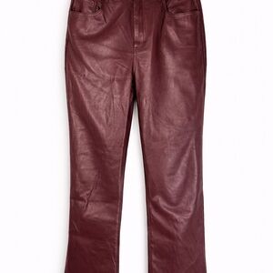 LOFT Burgundy Faux Leather Coated Pants Women’s 8 / 29 — Straight Leg EUC